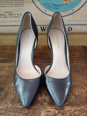 Black Leather Pointed Toe Heels
